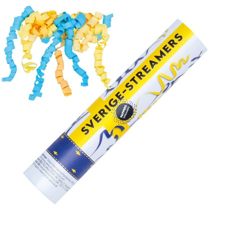 Konfettikanon 25 cm Sverige Streamers